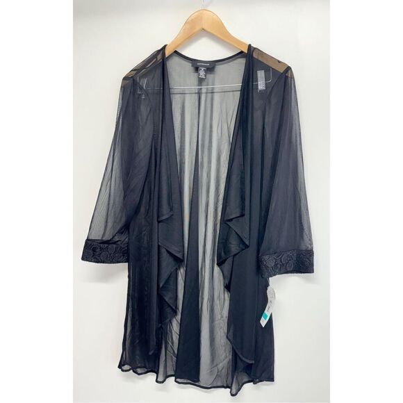 R&M‎ Richards Cardigan Size 16 Black 3/4 Sleeve Glitter Mesh NEW - Picture 4 of 10